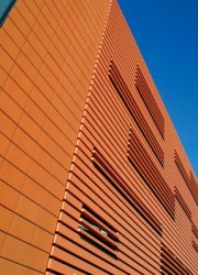 ceramic/terracotta effect rainscreen cladding in extruded aluminium